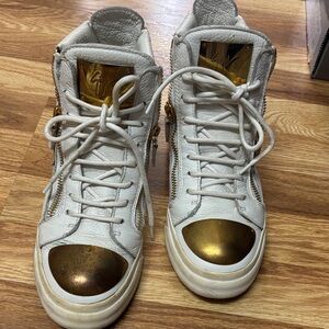 Giuseppe Zanotti Gold-Accented White Sneakers